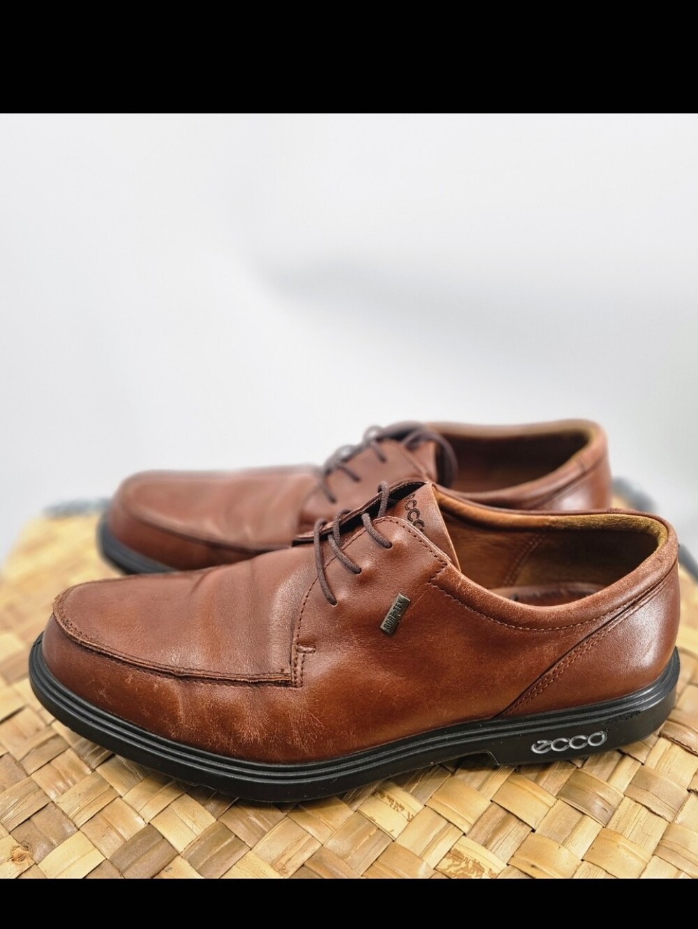 ECCO Gore-Tex Brown Leather Golf Shoes - Lace-Up Comfort Size 45
